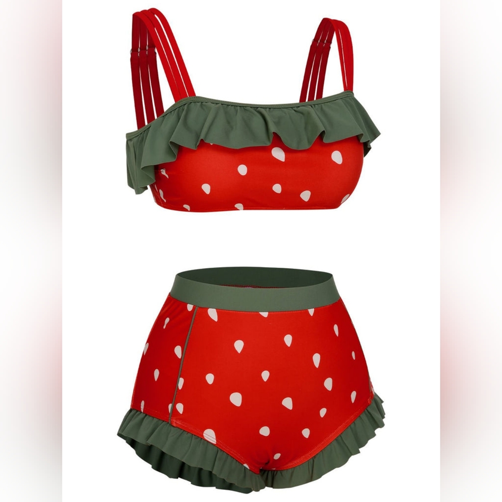 Retro Stage Strawberry Bikini Set